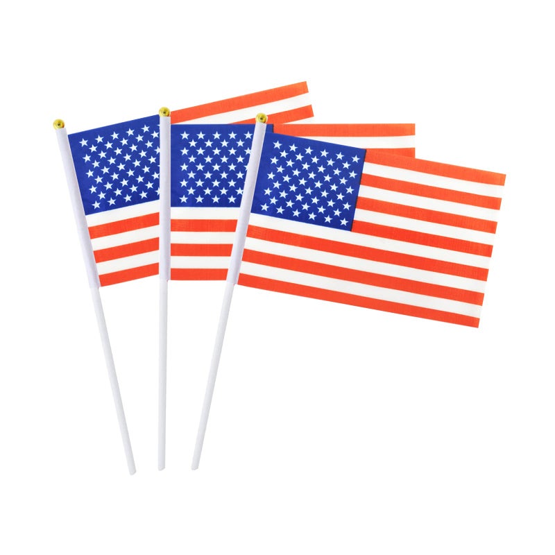 mflagperft Small American Flags On Stick, Mini Handheld American USA Flag, Ideal For Party Parades Sports Events Patriotic Festival 4th Of July Decorations - Image 1